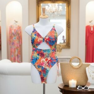 Tropical Cut-Out One-Piece Swimsuit | Plus Size 4X
